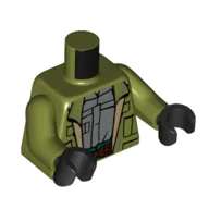 Torso, Jacket, Sand Blue Shirt, Reddish Brown Belt, Green pants print, Olive Green Arms, Black Hands