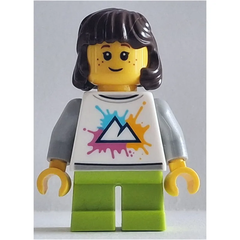 Girl, White Torso, Short Lime Legs, Dark Brown Hair