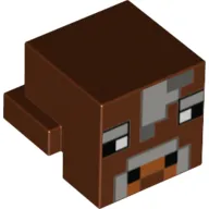 Minifig Head Special, Cube with Rear Ledge, Pixelated Light and Dark Bluish Gray Pixelated Face Print (Cow)