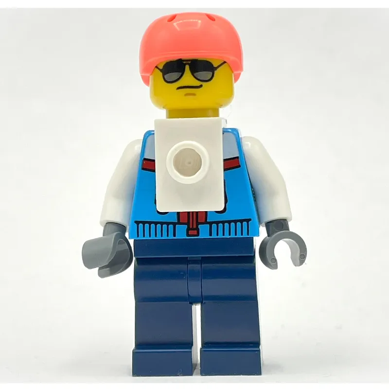 Rock Climber, Dark Azure Jacket, Dark Blue Legs, Coral Helmet, White Neck Bracket