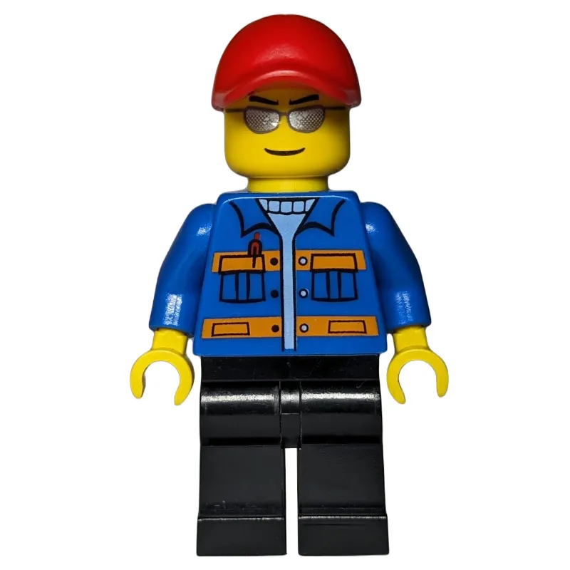 Blue Torso, Black Legs, Red Cap, Sunglasses