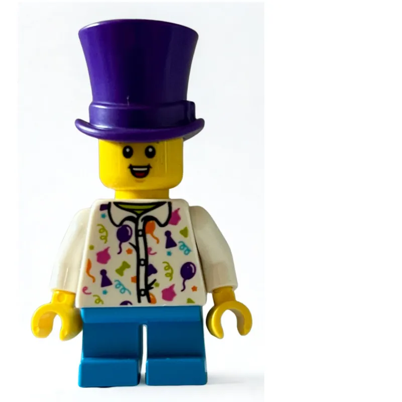 Boy, White Shirt with Balloons, Dark Purple Top Hat