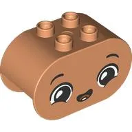 Duplo Brick 2 x 4 x 2 Rounded Ends with Very Happy Face, Open Mouth Smile with Tooth Print