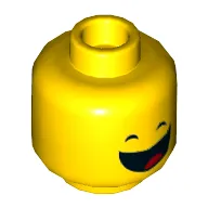 Minifig Head Benny, Dual Sided, Frown / Smile with Wide Open Mouth Showing Tongue Print [Hollow Stud]