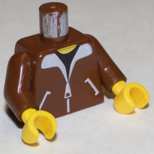 Torso Jacket and Black Undershirt Print, Brown Arms, Yellow Hands