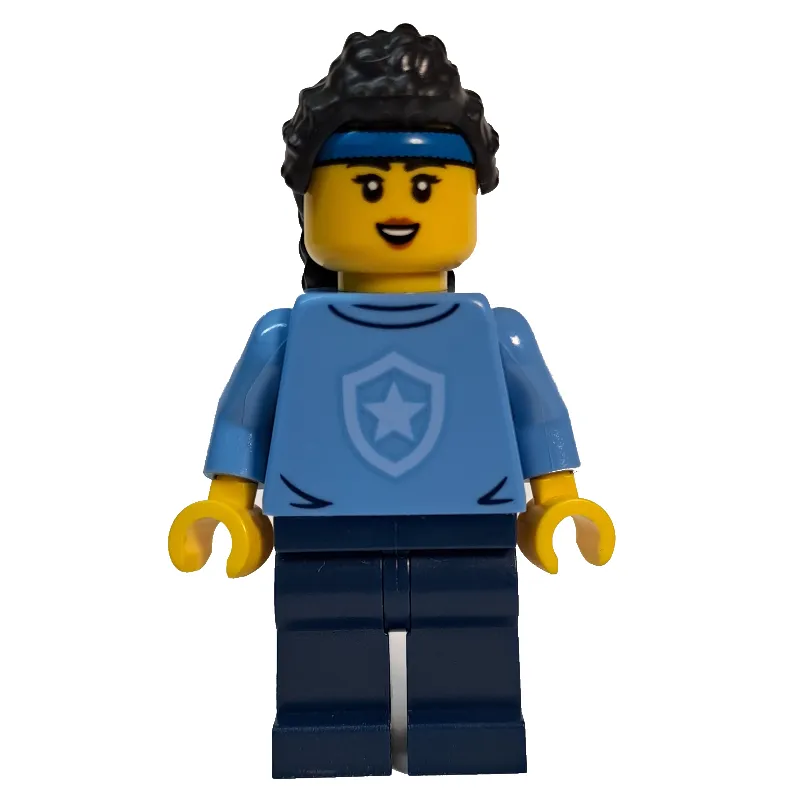 Police Officer, Sweater with Police Badge, Black Hair, Blue Hairband
