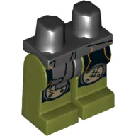 Hips and Olive Green Legs with Black and Orange Loincloth, Scarf and Dark Tan Round Knee Pads Print