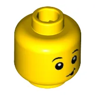 Minifig Head Penguin Boy, Raised Eyebrows, White Pupils, Lopsided Smile with Black Tongue Out Print