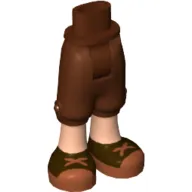 Minidoll Hips and Cropped Trousers with Light Nougat Legs and Brown Shoes with Reddish Brown Crossed Laces Print
