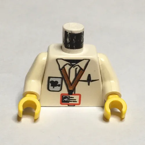 Torso Shirt with Cameraman ID, Logo, Pen / Clapboard on Back Print, White Arms, Yellow Hands