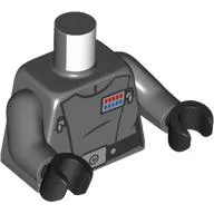 Torso, Imperial Admiral Uniform, Red/Blue Badge, Black Belt print, Dark Bluish Gray Arms, Black Hands