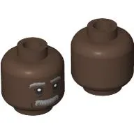 Minifig Head George Washington Carver, Thick Dark Bluish Grey Eyebrows, Moustaches, Black Wrinkles