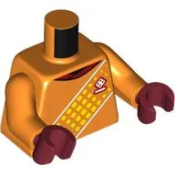 Torso Soccer Shirt, Dark Red Collar, Yellow Decoration Print, Orange Arms, Dark Red Hands