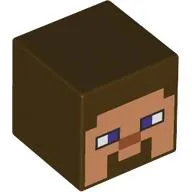 Minifig Head Special, Cube with Minecraft Steve Nougat Face Print