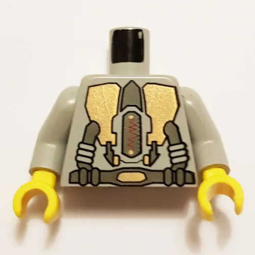 Torso Spacesuit, Gold Triangular Machinery and Belt Print, Light Gray Arms, Yellow Hands