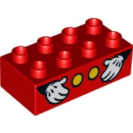 Duplo Brick 2 x 4 with Two Yellow Spots and Two Hands with White Gloves Print