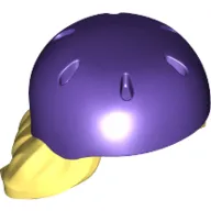 Hair and Helmet, Mid-Length with Dark Purple Bike Helmet