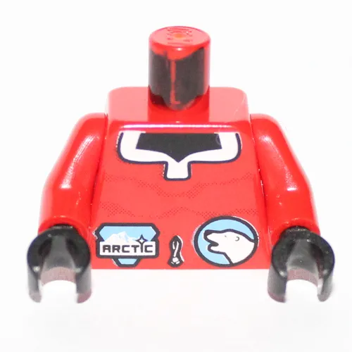 Torso Arctic Logo Small and Polar Bear Print, Red Arms, Black Hands