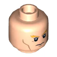 Minifig Head Aquaman, Thick Orange Eyebrows, Cheek Lines, Frown / Angry Print