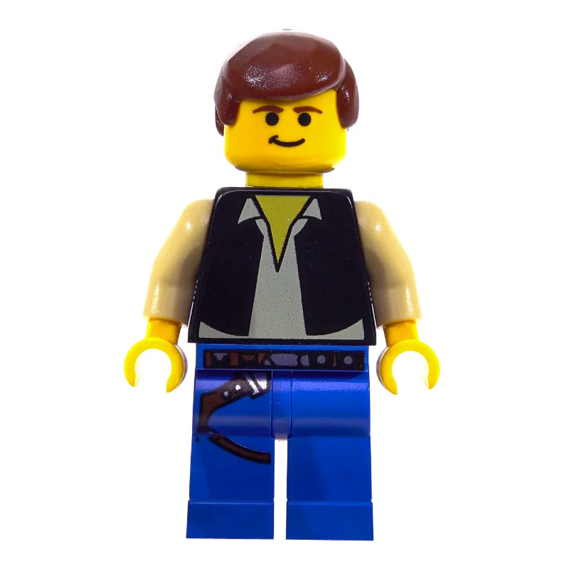 Han Solo, Black Vest, Yellow Skin, Blue Legs (3626c Head)