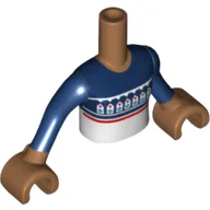 Minidoll Torso Girl with Dark Blue Sweater, with White, Red, and Medium Azure Details Print, Medium Nougat Arms and Hands