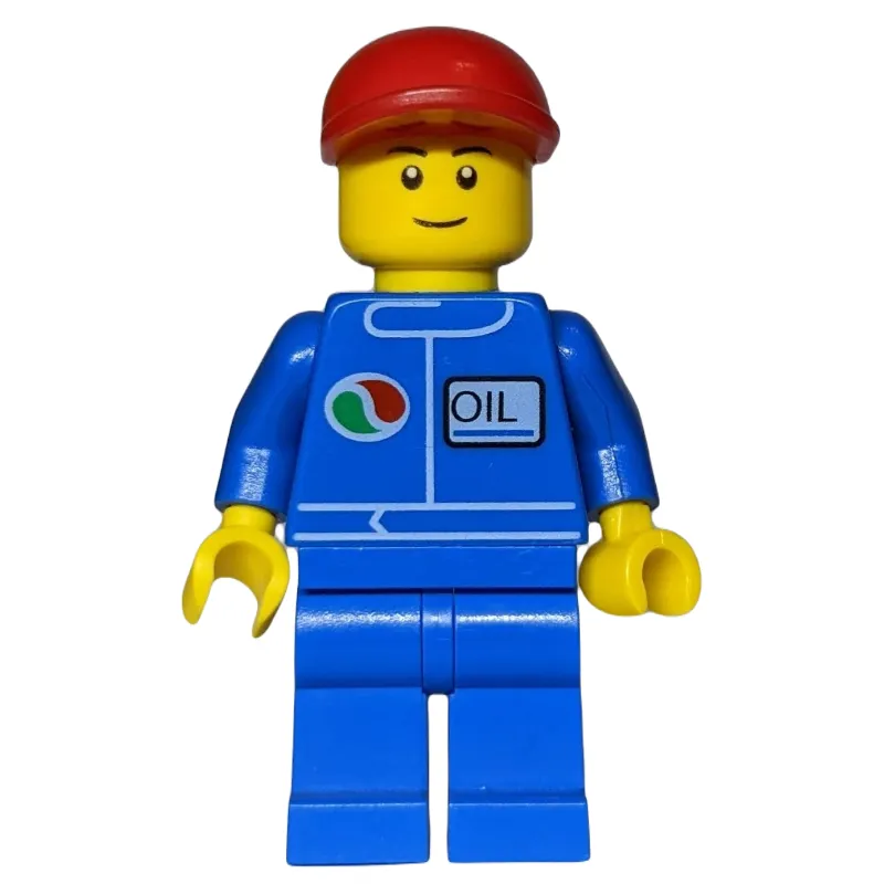 Mechanic, Blue Jumpsuit with Octan Logo, Red Cap, Smile, Black Eyebrows