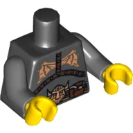 Torso Armor with Gold Dragon Wings, Dwarf Head Buckle and Pouches Print, Dark Bluish Gray Arms, Yellow Hands