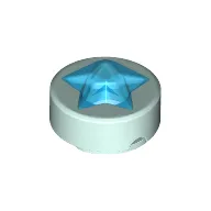 Tile Round 1 x 1 with Molded Trans-Dark Blue Star
