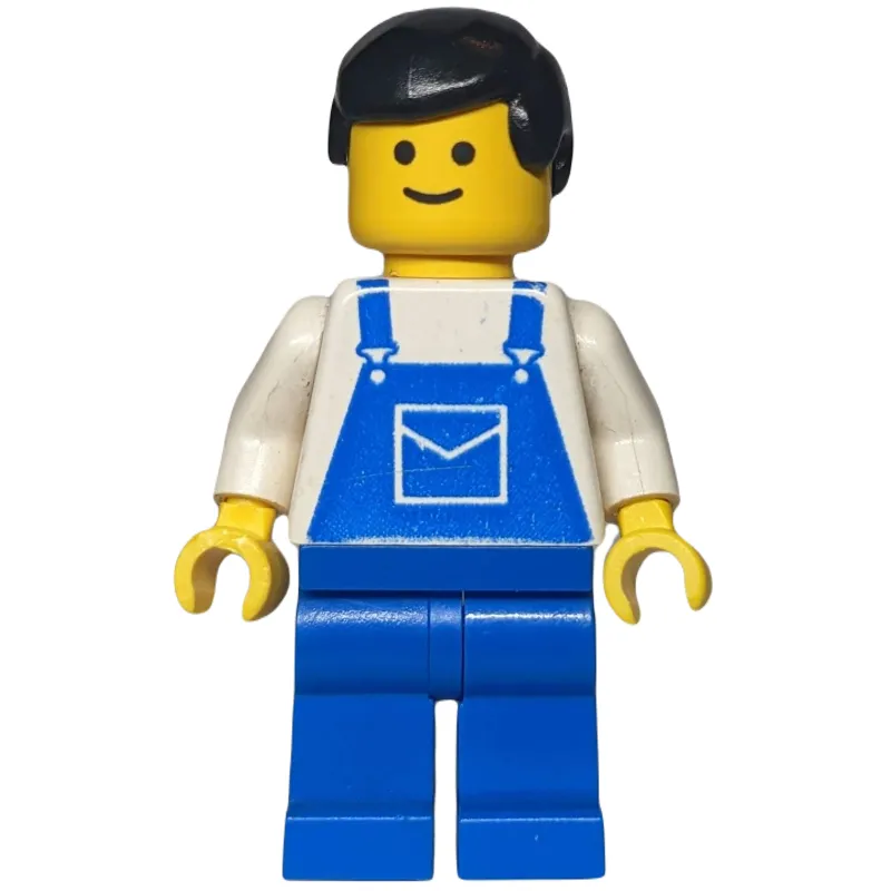 Man, Blue Overalls, Black Hair (3626b Head)
