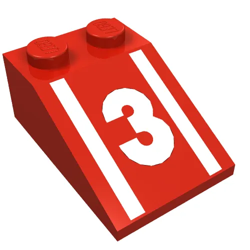 Slope 33° 3 x 2 with White Stripes, '3' Print