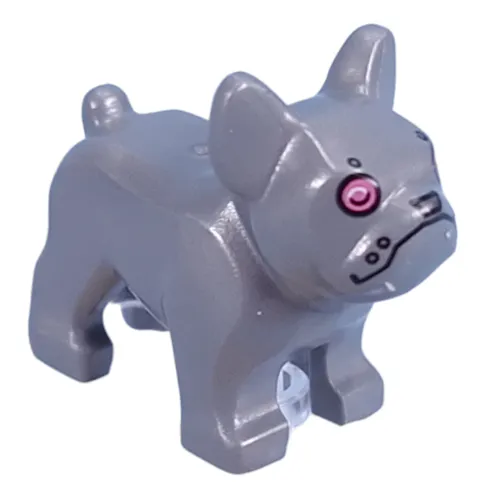 Animal, Dog, French Bulldog, Grumpy Face with Robot Plating, Pink Eyes Print