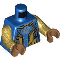 Torso Armor, Dark Bluish Gray and Pearl Gold Panels, Circles Print, Pearl Gold Arms, Medium Nougat Hands