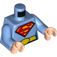 Torso Bodysuit, Superman/Supergirl Logo, Yellow Belt Print, Medium Blue Arms, Light Nougat Hands