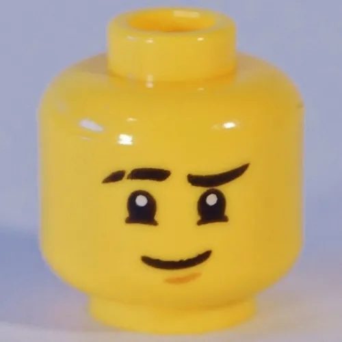 Minifig Head Jay, Dual Sided, Scarred Right Eyebrow, Chin Dimple, Smile / Stern, Eyepatch Print [Hollow Stud]