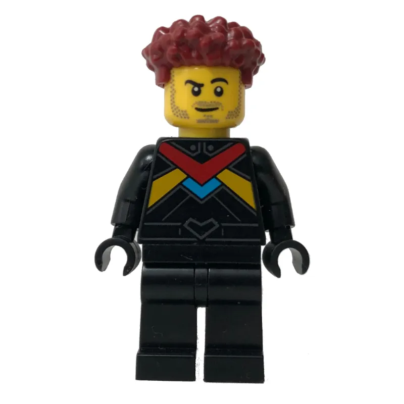 Race Driver - Black Torso, Black Legs, Dark Red Hair