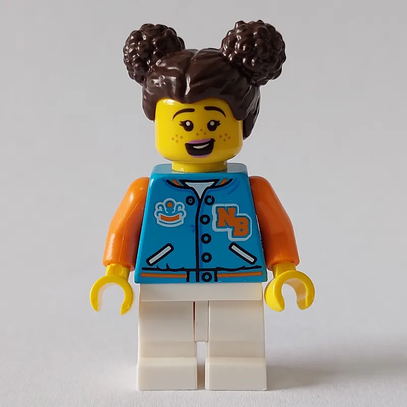 Girl, Dark Azure Letterman Jacket, Medium White Legs