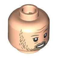 Minifig Head Beach Luke, Dark Tan Eyebrows, Scruffy Bears, Snarl/Glasses with Trans-Orange Visor, Smile