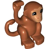 Duplo Animal Monkey with Curly Side Tail - Nougat Face with Hair Details Print