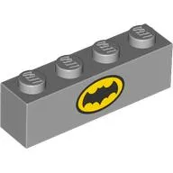 Brick 1 x 4 with Yellow/Black Batman Logo on Both Sides print