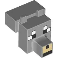 Animal Body Part, Head Blocky with Pixelated Face, Tan Nose Print (Wolf)