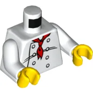Torso Chef with 8 Buttons, Long Red Neckerchief Print, White Arms, Yellow Hands