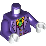 Torso Suit Jacket with Notched Lapels, Striped Vest over Orange Shirt and Green Tie print (Joker), Dark Purple Arms, White Hands