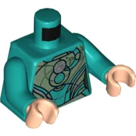 Torso Armor, Sand Green Panels, Circles and Swirls Print, Dark Turquoise Arms, Light Nougat Hands