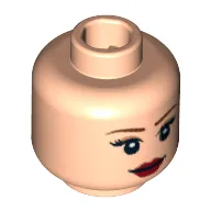 Minifig Head Leia, Eyelashes, Eye Shadow, Dark Red Lips, Smile / Frown Print