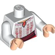 Torso Blouse with Red and Pink Embroidery Print, White Arms, Light Nougat Hands