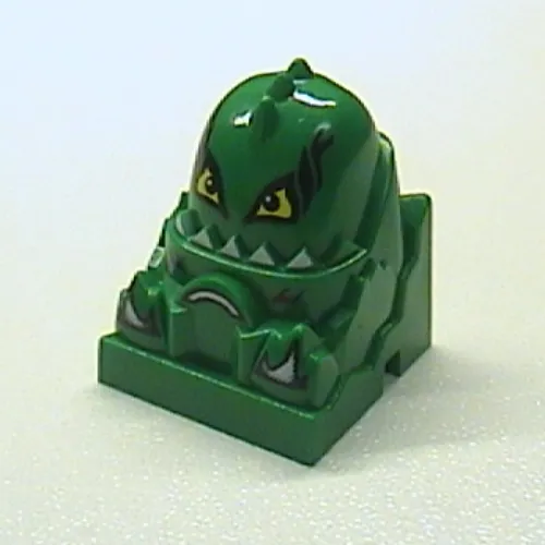 Racer Driver Head, Brick Special 2 x 2 Round, Yellow Eyes, White Teeth print (Snake)