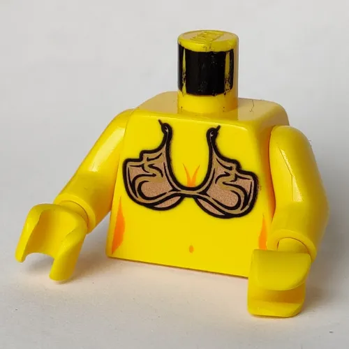 Torso Bikini Top, Gold Ornate Print (Princess Leia Slave), Yellow Arms and Hands