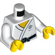 Torso Gi with Tied Black Belt Print, White Arms, Yellow Hands