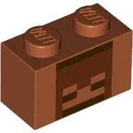 Brick 1 x 2 with Reddish Brown Skeleton Face print