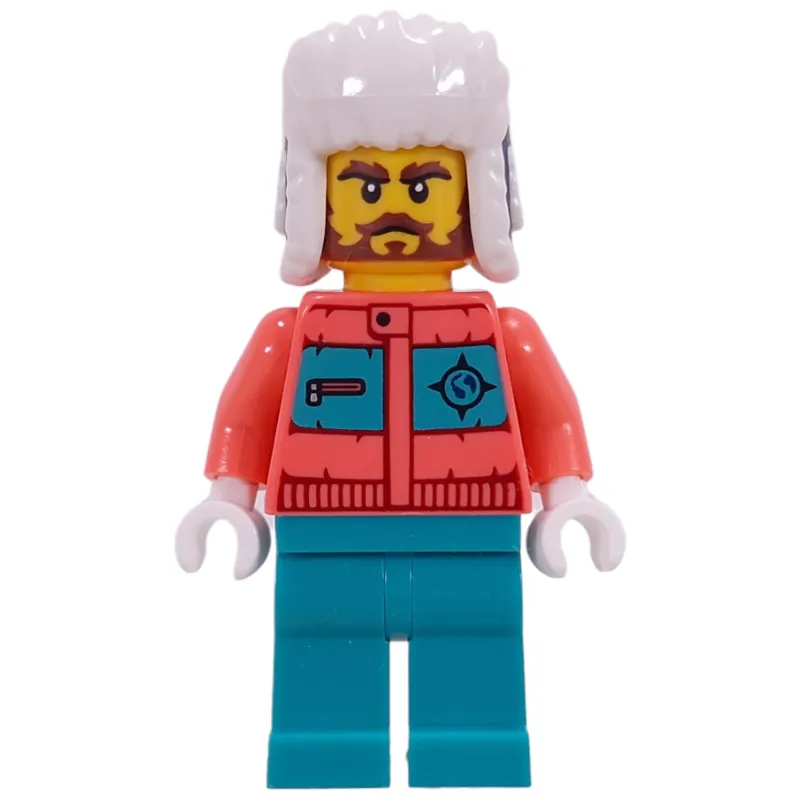 Arctic Explorer, Coral Torso, Dark Turquoise Legs, Dark Blue Ushanka